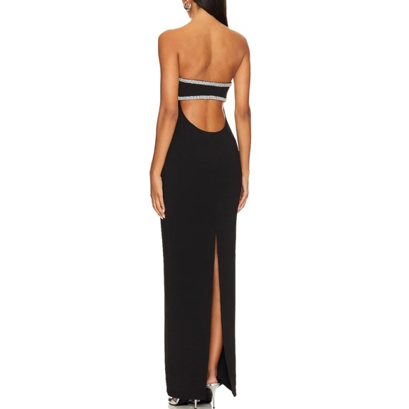 BEST NWT Lovers and Friends x Rachel Cosette Gown Maxi Dress Black Rhinestone - Picture 6 of 11